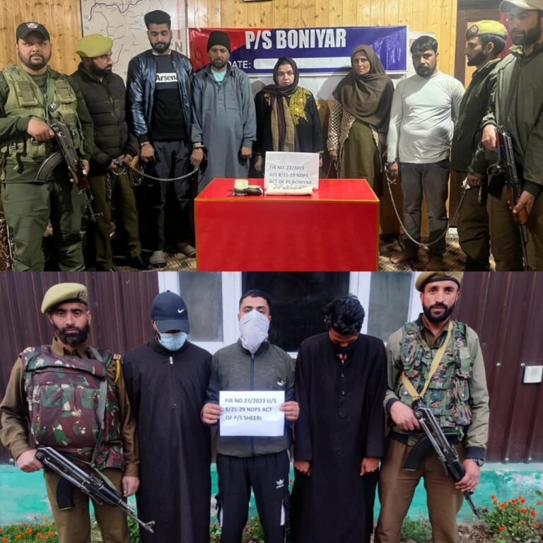Police arrests 07 drug peddlers in Baramulla