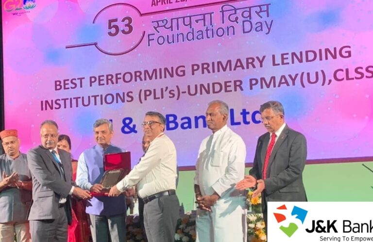 J&K Bank bags award for outstanding contribution under PM Awas Yojana-25